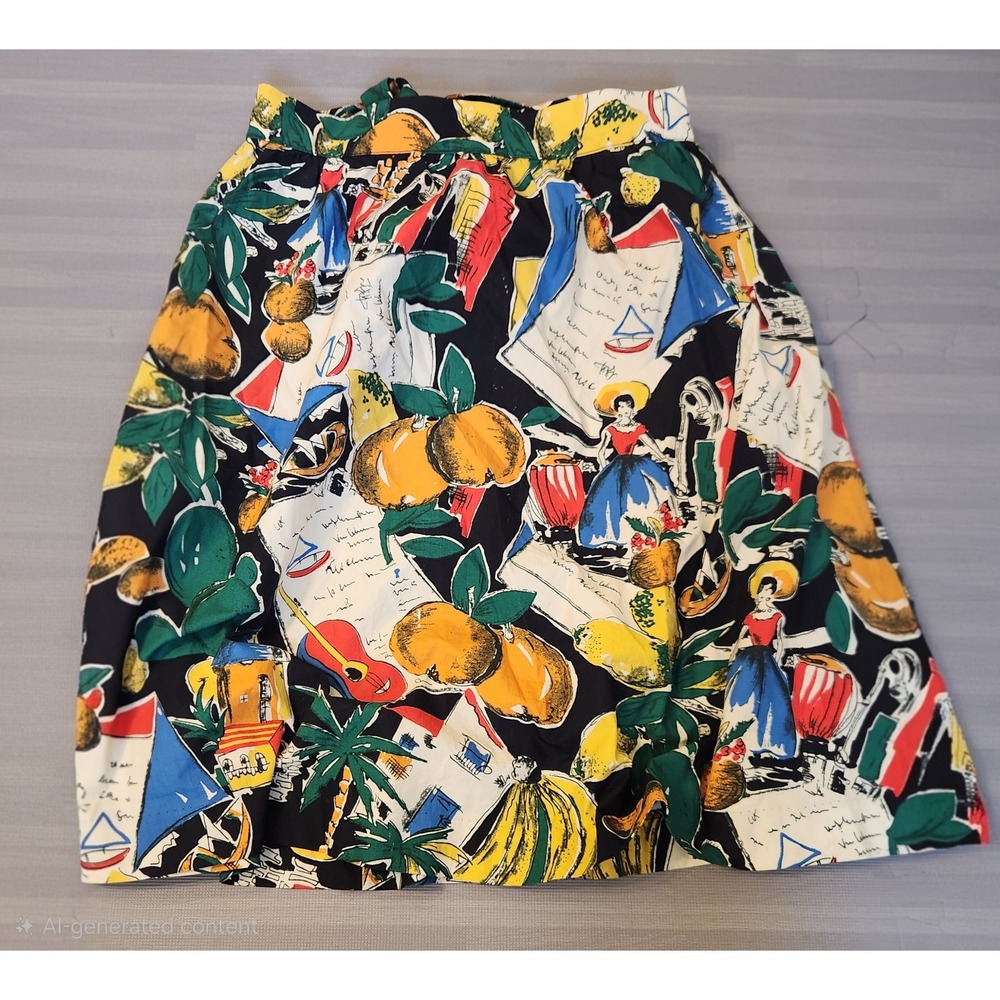 J.Crew Tropical Postcard Print Button Front Midi Skirt with Belt 8P Multi Color
